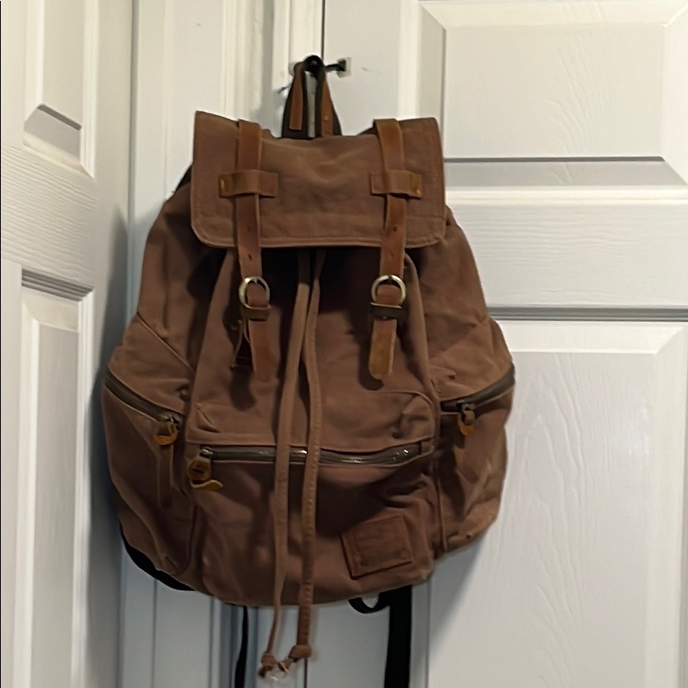 AUGUR  JEANS Brown Canvas Backpack
